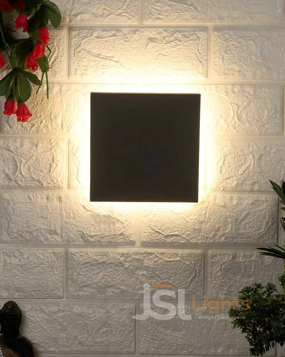 12W Black Square Outdoor Wall Washer 7082 Weather Proof Wall Decorative Lights IP54