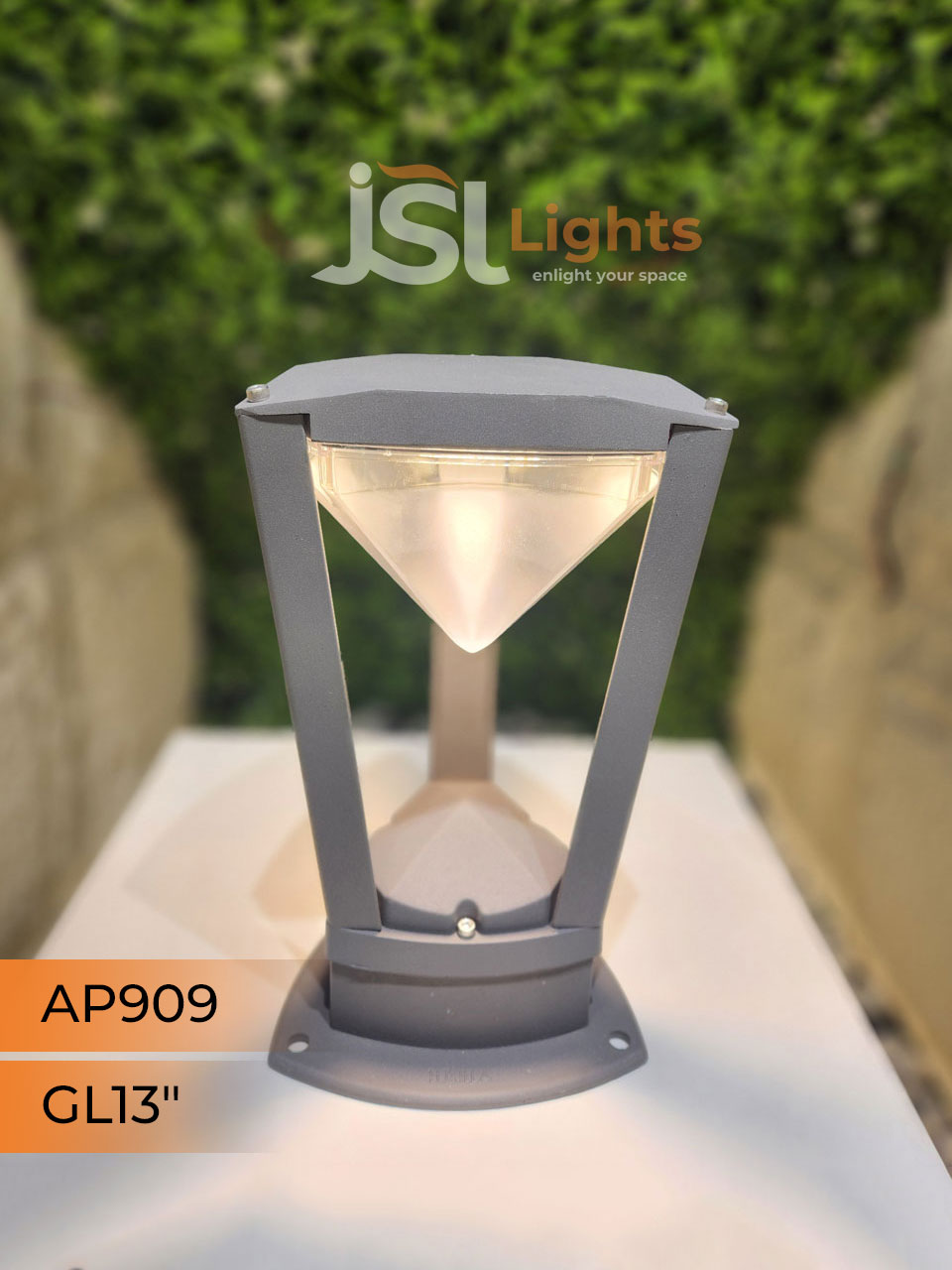 Apra 909 Gate Light 13 Inches Pillar Post Light with Inbuild LED