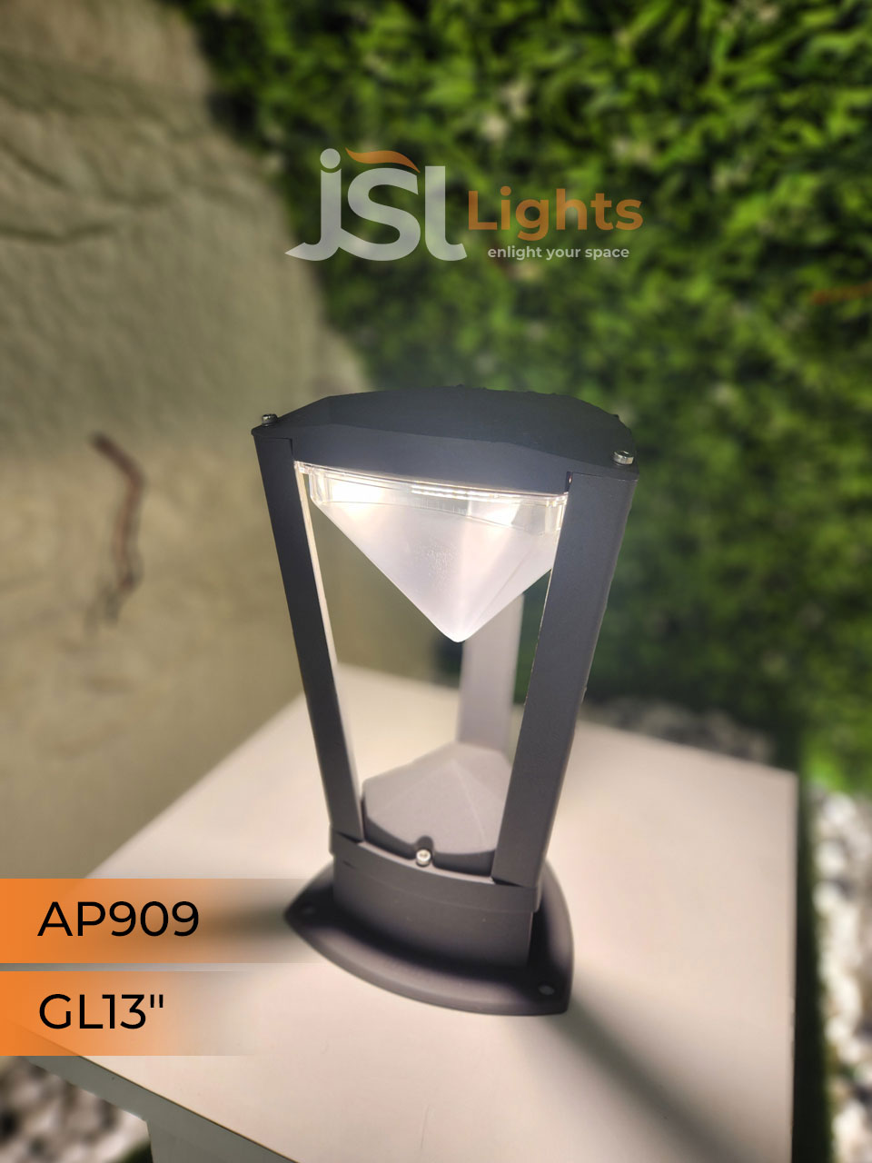 Apra 909 Gate Light 13 Inches Pillar Post Light with Inbuild LED