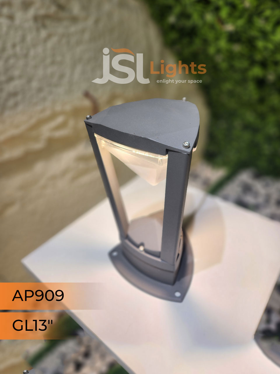 Apra 909 Gate Light 13 Inches Pillar Post Light with Inbuild LED