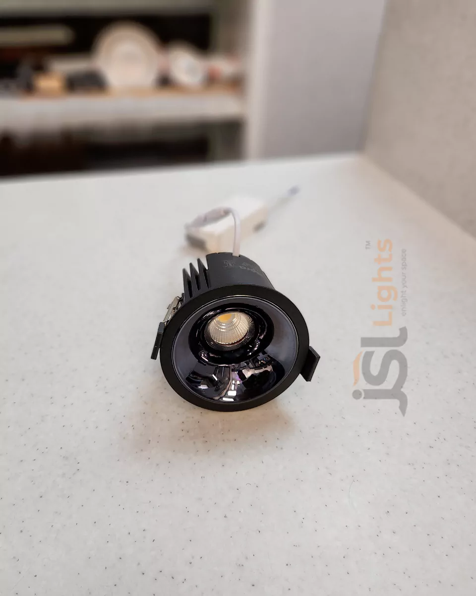 12W Black Deep Recessed COB Downlight 2058 Ceiling Spotlight with Perl Black Reflector and Driver