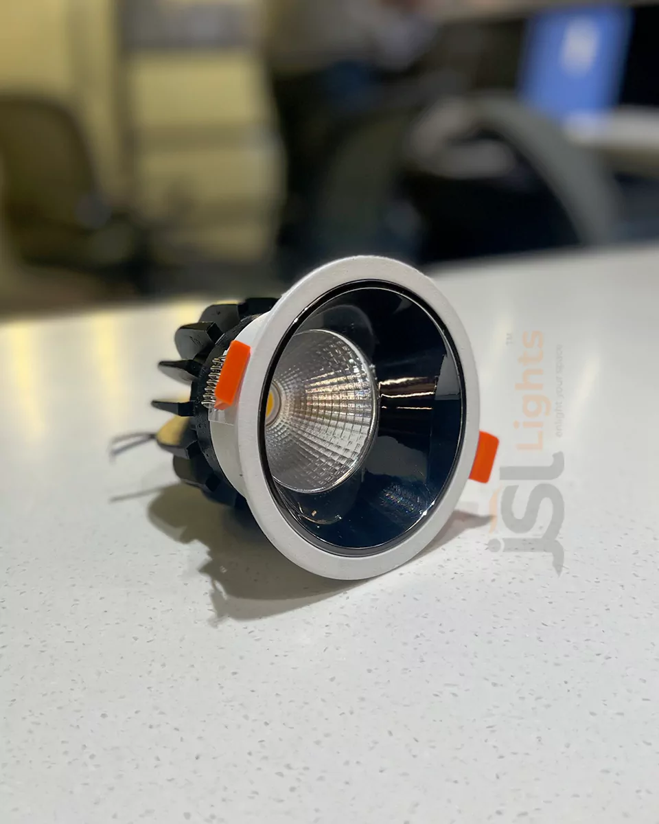 18W LX White Deep Recessed COB Downlight 465 with Perl Black Reflector Ceiling Spotlight and Driver