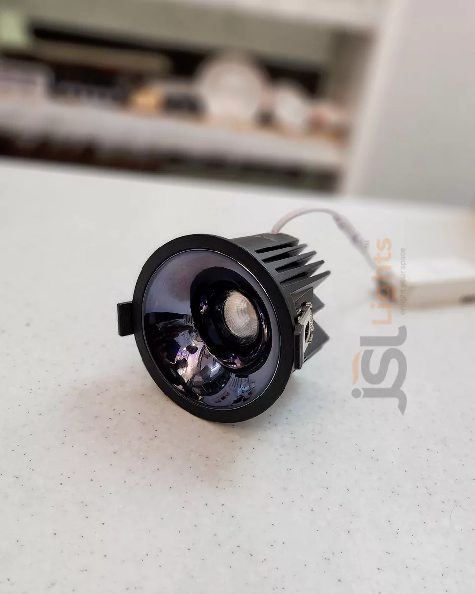 18W Black Deep Recessed COB Downlight 2058 Ceiling Spotlight with Perl Black Reflector and Driver