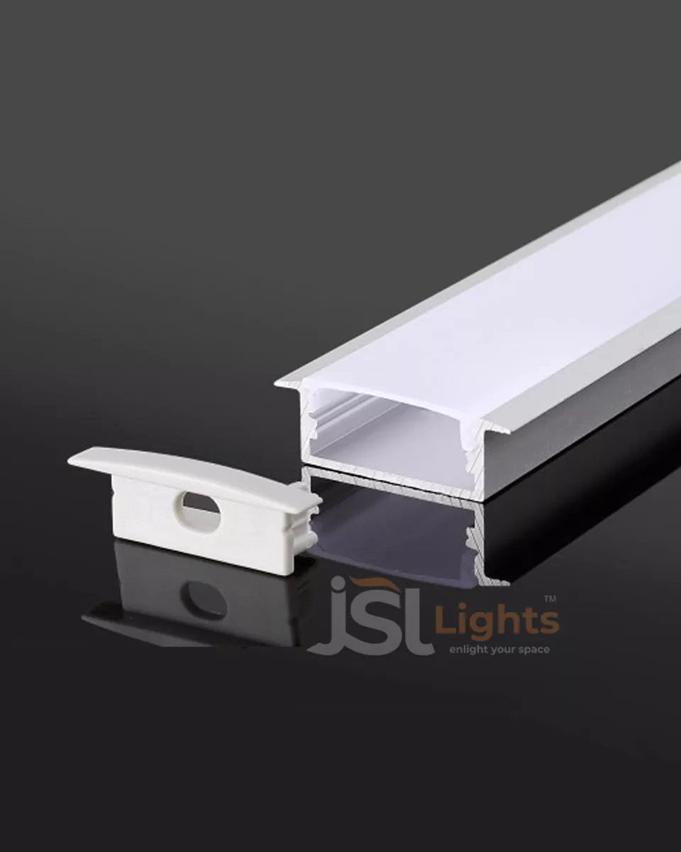 25x9mm Recessed Aluminium Profile Light Channel 2509 with White Diffuser for LED Strip Lighting