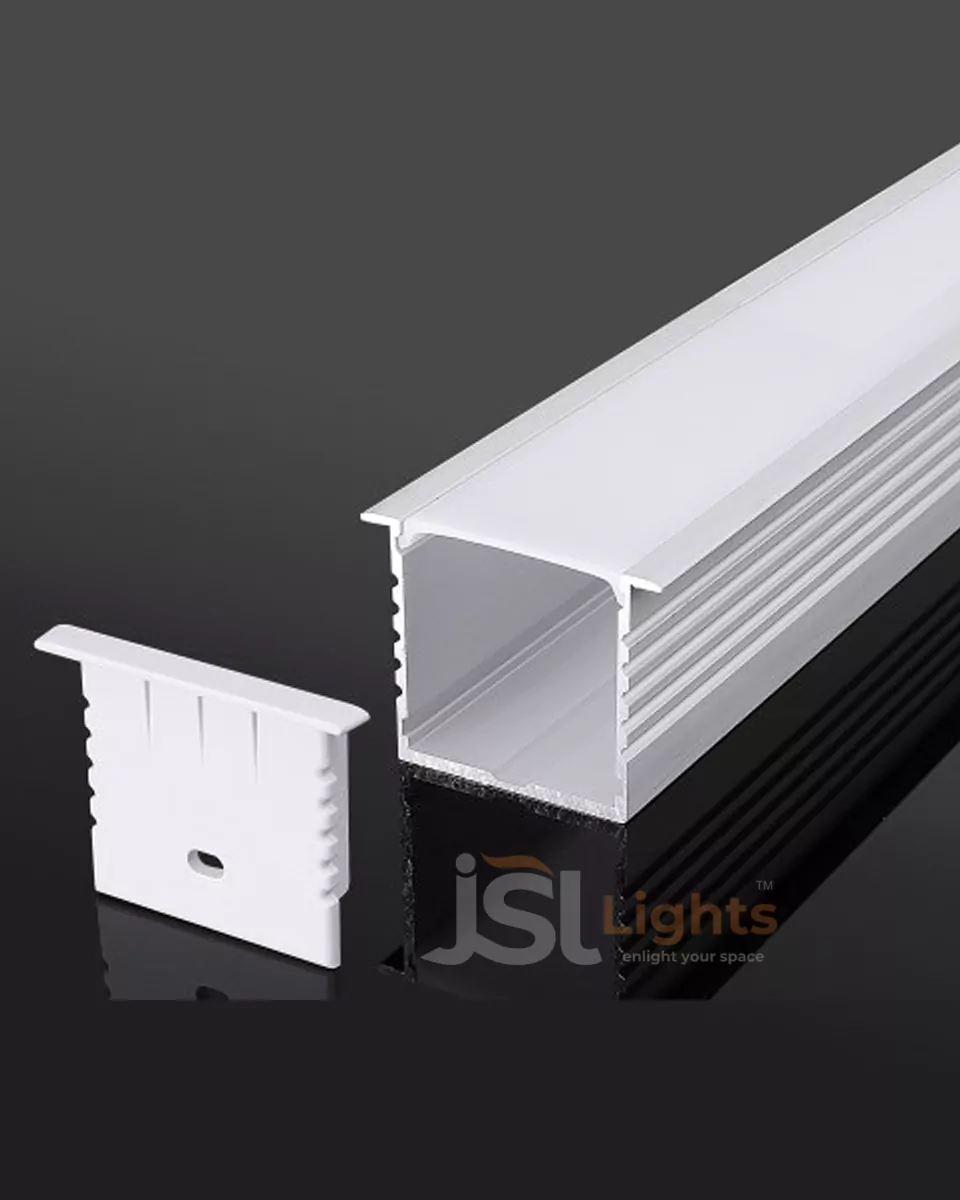 35x35 mm Recessed Aluminium Profile Light Channel 3535 with White Diffuser for LED Strip Lighting