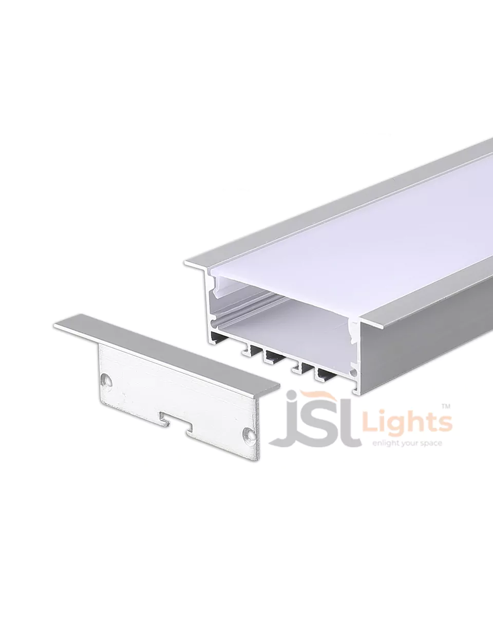 50x20mm Recessed Aluminium Profile Light Channel 5020 Collar Profile with White Diffuser for LED Strip Lighting