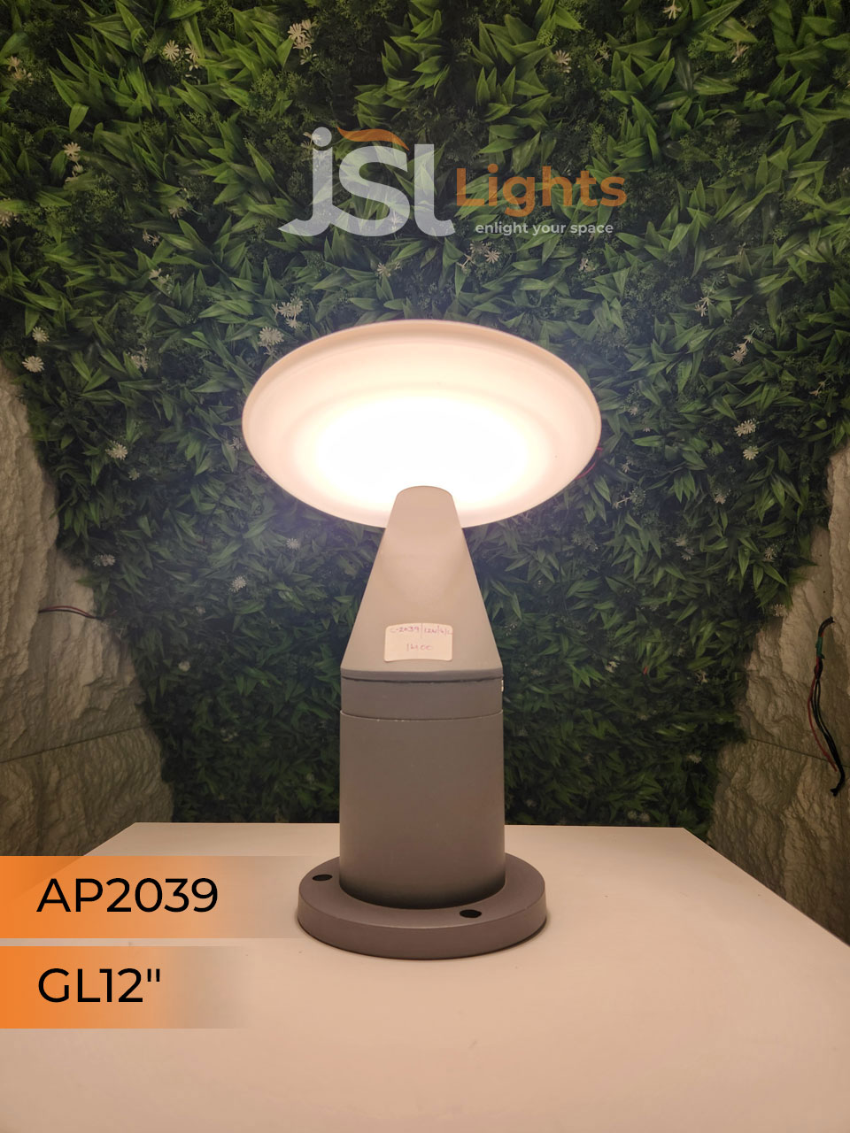 Apra 2039 Grey Gate Light 12 Inches for Outdoor Pillars 12W Gate Lamp Aluminium Body Pillar Post Light