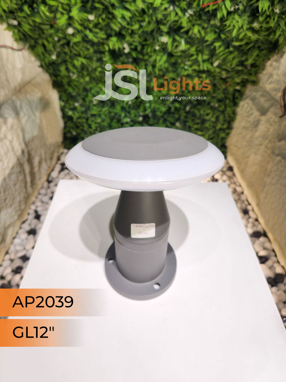 Apra 2039 Grey Gate Light 12 Inches for Outdoor Pillars 12W Gate Lamp Aluminium Body Pillar Post Light