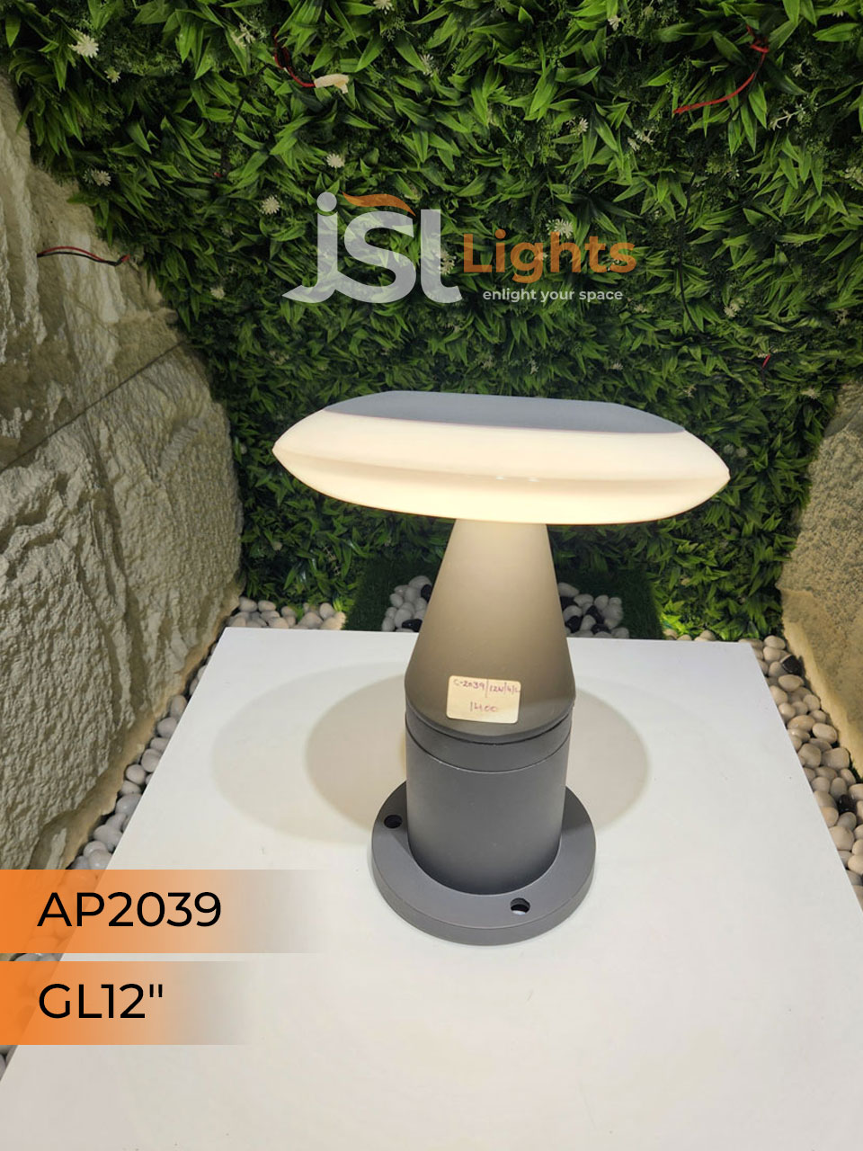 Apra 2039 Grey Gate Light 12 Inches for Outdoor Pillars 12W Gate Lamp Aluminium Body Pillar Post Light