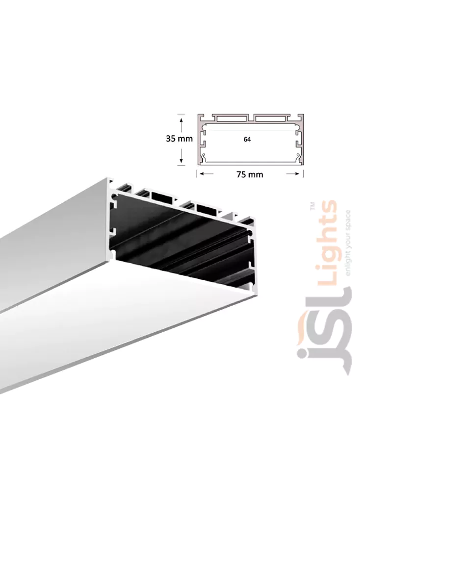 75*35mm Surface Mounted Aluminium Profile Light Channel 7535 Surface Profile with White Diffuser for LED Strip Lighting