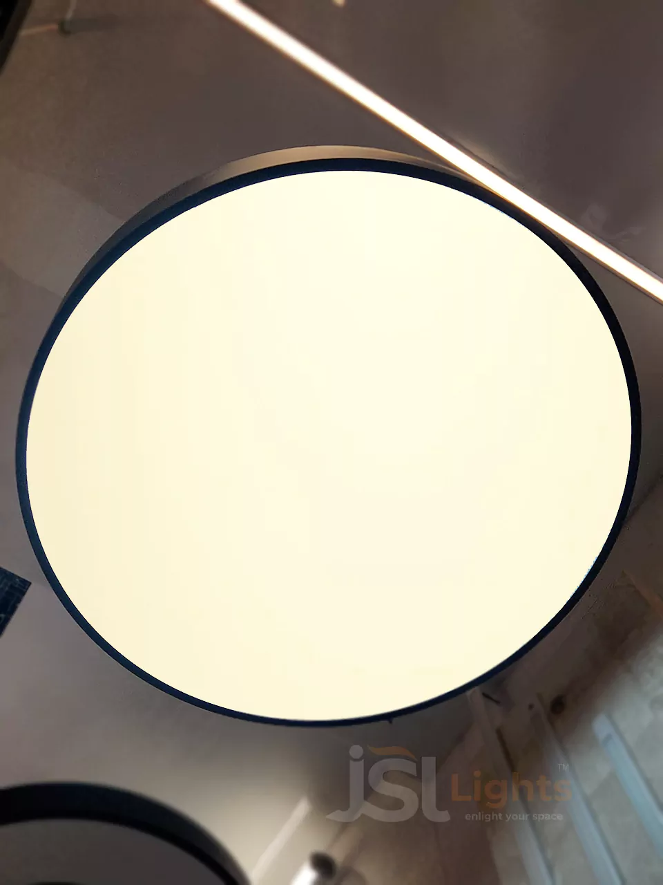 4 Ft Round Moon Office Hanging Light 96W Black Aluminium Profile Suspended Office Light with Driver 4000K
