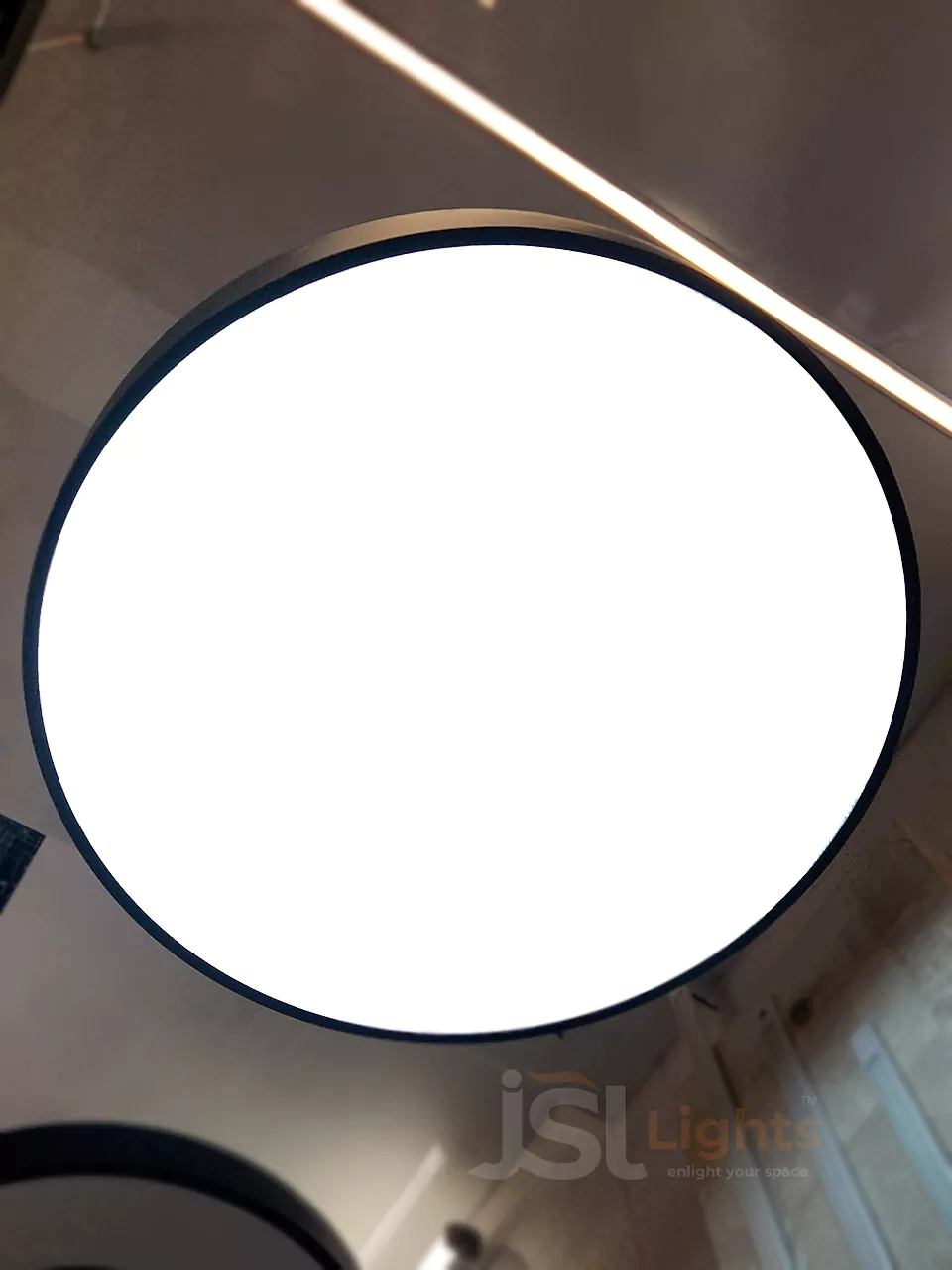4 Ft Round Moon Office Hanging Light 96W Black Aluminium Profile Suspended Office Light with Driver 6000K