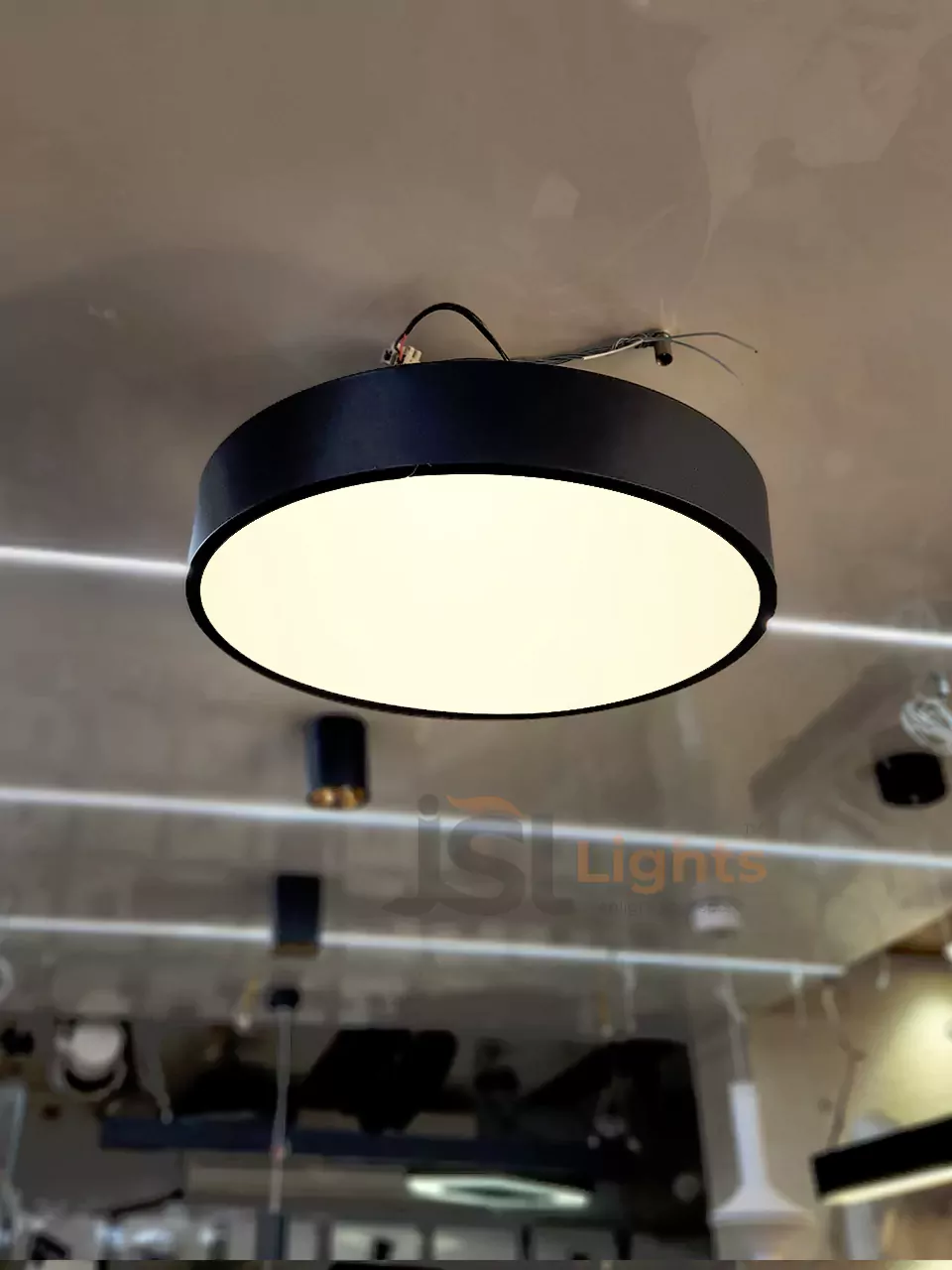 400mm Round Moon Office Hanging Aluminium Profile Light 30W Round Hanging Suspended Light for Office Gym and Cafe 4000K