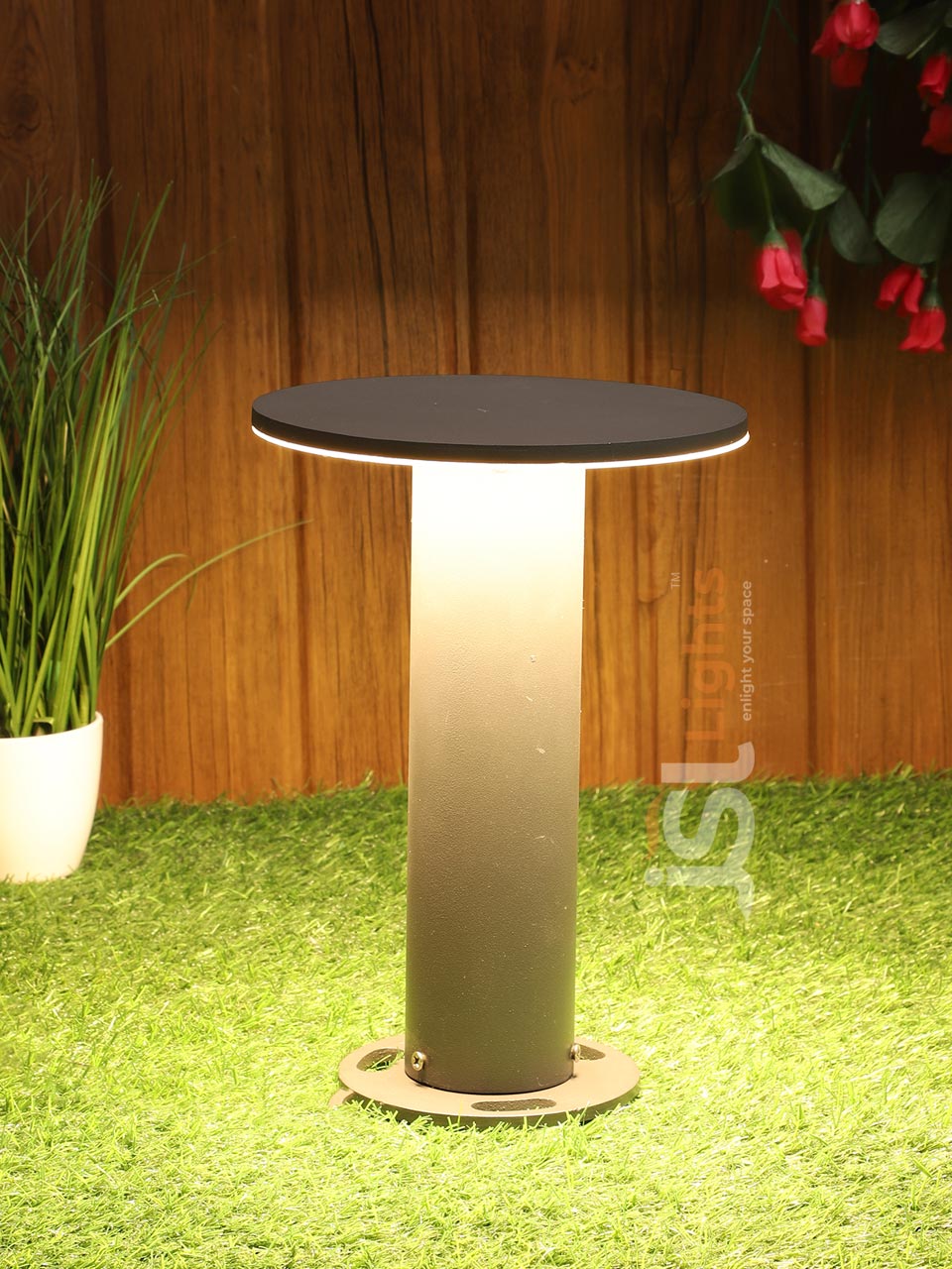 10in-round-outdoor-grey-led-gate-light-7080-pillar-post-light-aluminium-body-with-inbuilt-12w-led-ip65-gate-lamp