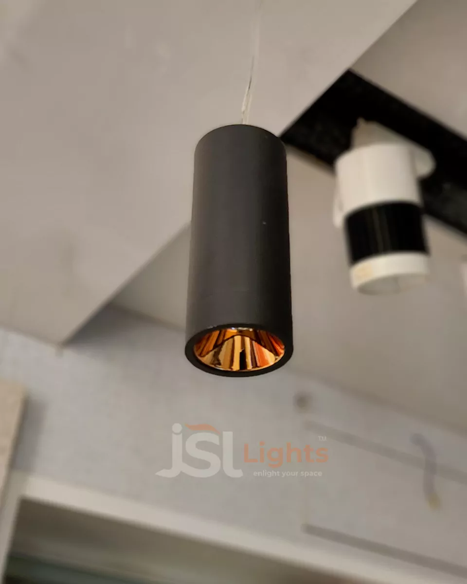 12W LX 392 Black Fancy Hanging Lights with Rosegold Reflector for Home Ceiling Pendant Light with 3000K LED Color