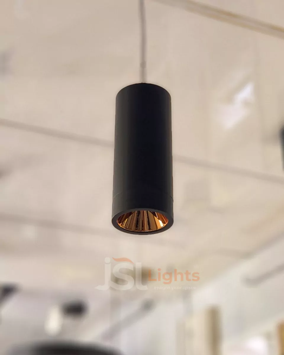 12W LX 392 Black Fancy Hanging Lights with Rosegold Reflector for Home Ceiling Pendant Light with 3000K LED Color