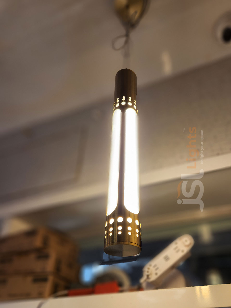12W LX 882 Antique Brass Fancy Hanging Lights for with Diffuser Home Ceiling Pendant Light with 3000K LED Color