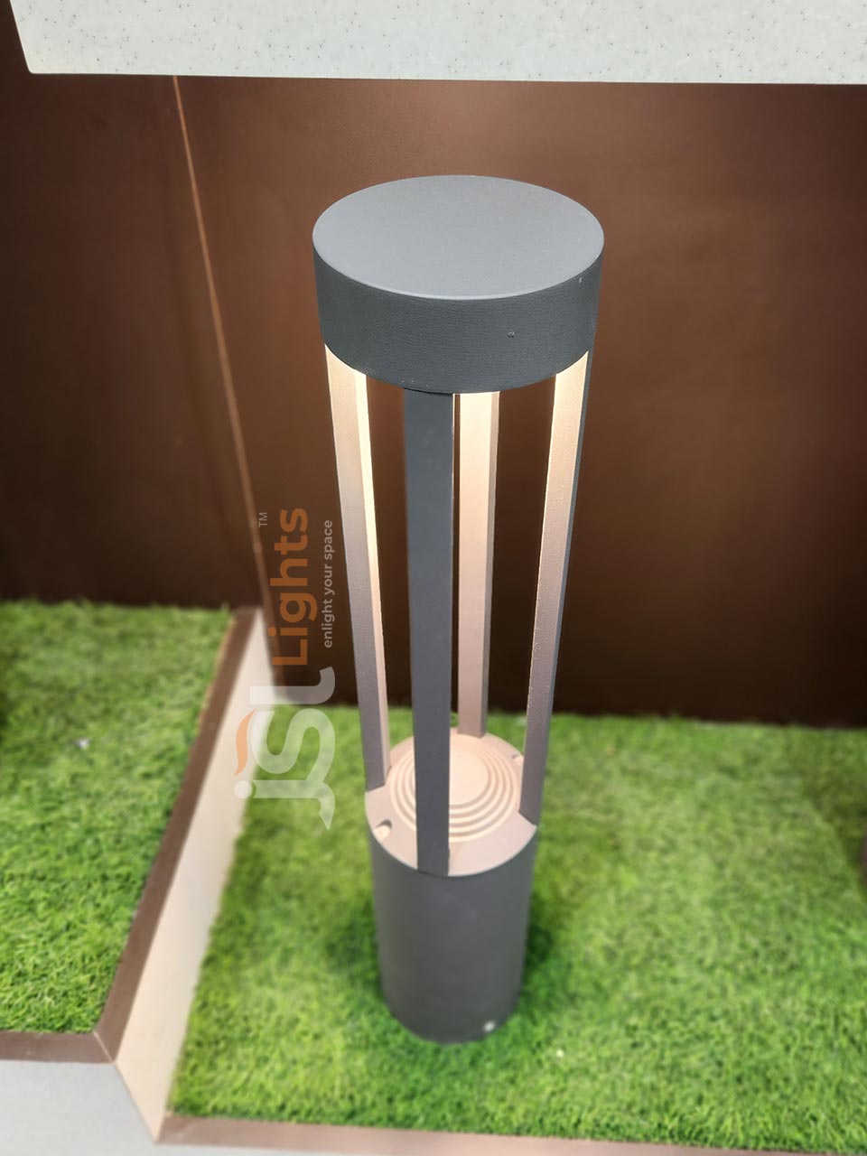 27" Outdoor Grey Round LED 12W Garden Bollard Light 2019 Aluminium Body Waterproof Pathway Light with Inbuild LED ON