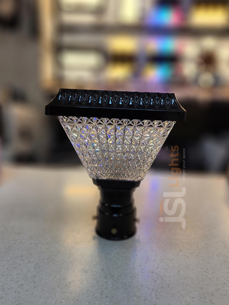 10 Inch Gate Light LEO Star with Unbreakable Plastic Black Body Pillar Post Lamp Pillar Light with B22 Holder