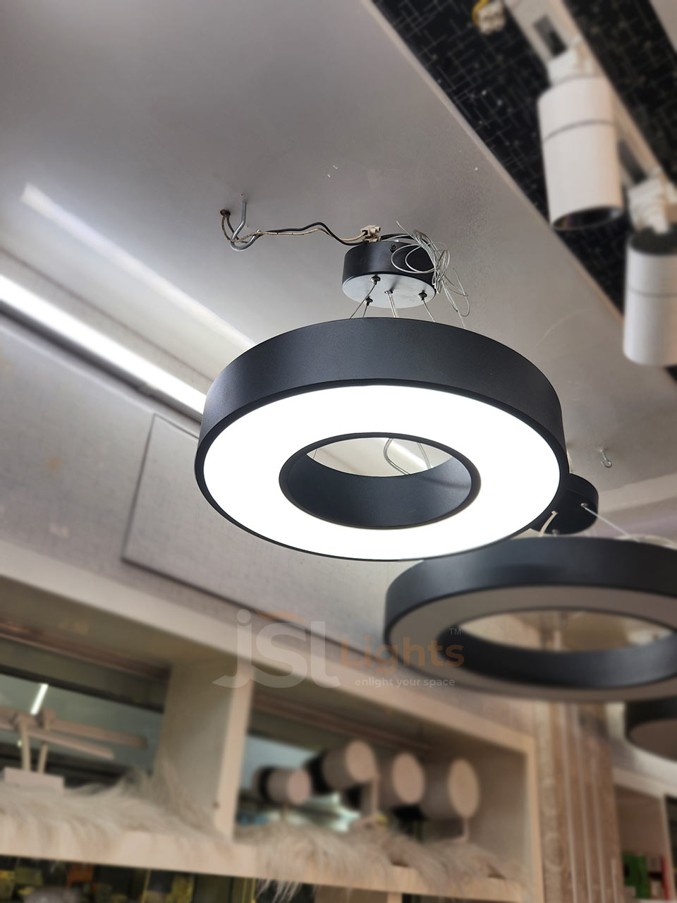 400mm Round Ring Office Hanging Aluminium Profile Light 30W Round Hanging Suspended Light with Fulham Driver 6000K