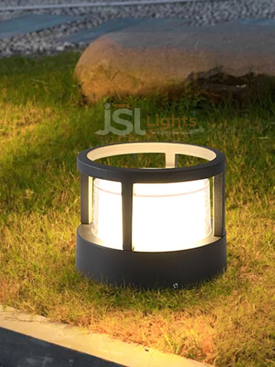 819 Big Round LED Gate Light for Outdoor Pillar 11 Inches Post Top Lamp with 12W Inbuilt LED Light Aluminium Body IP65 ON Mode