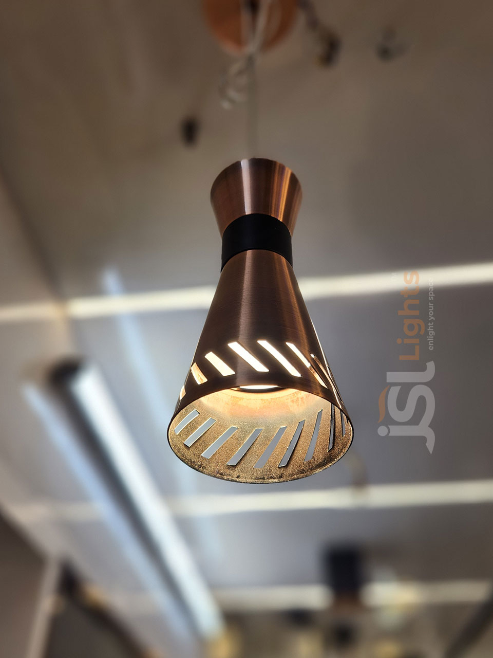 9W LX 283 Copper Surface Hanging Light for Home Ceiling Pendant Light Warm White with Hanging Wire